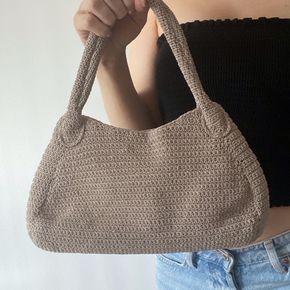 Vintage Beige Crochet Shoulder Bag - Picture 7 of 11